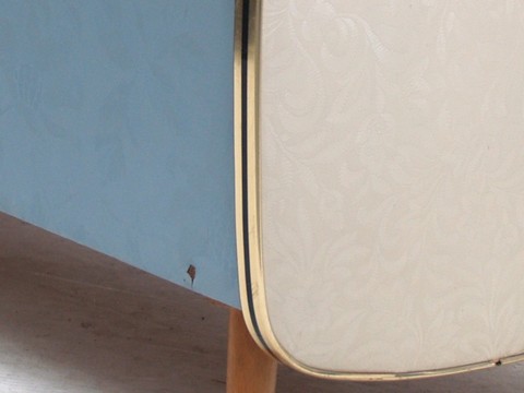 Vintage Hocker Midcentury Möbel antik blau Original