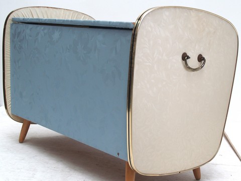 Vintage Hocker Midcentury Möbel antik blau Original