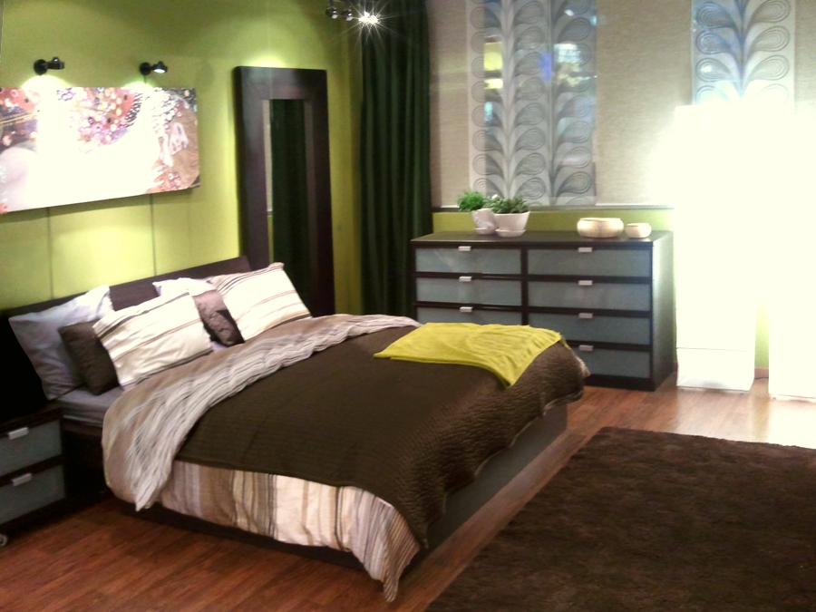 Schlafzimmer grün braun Ikea Design