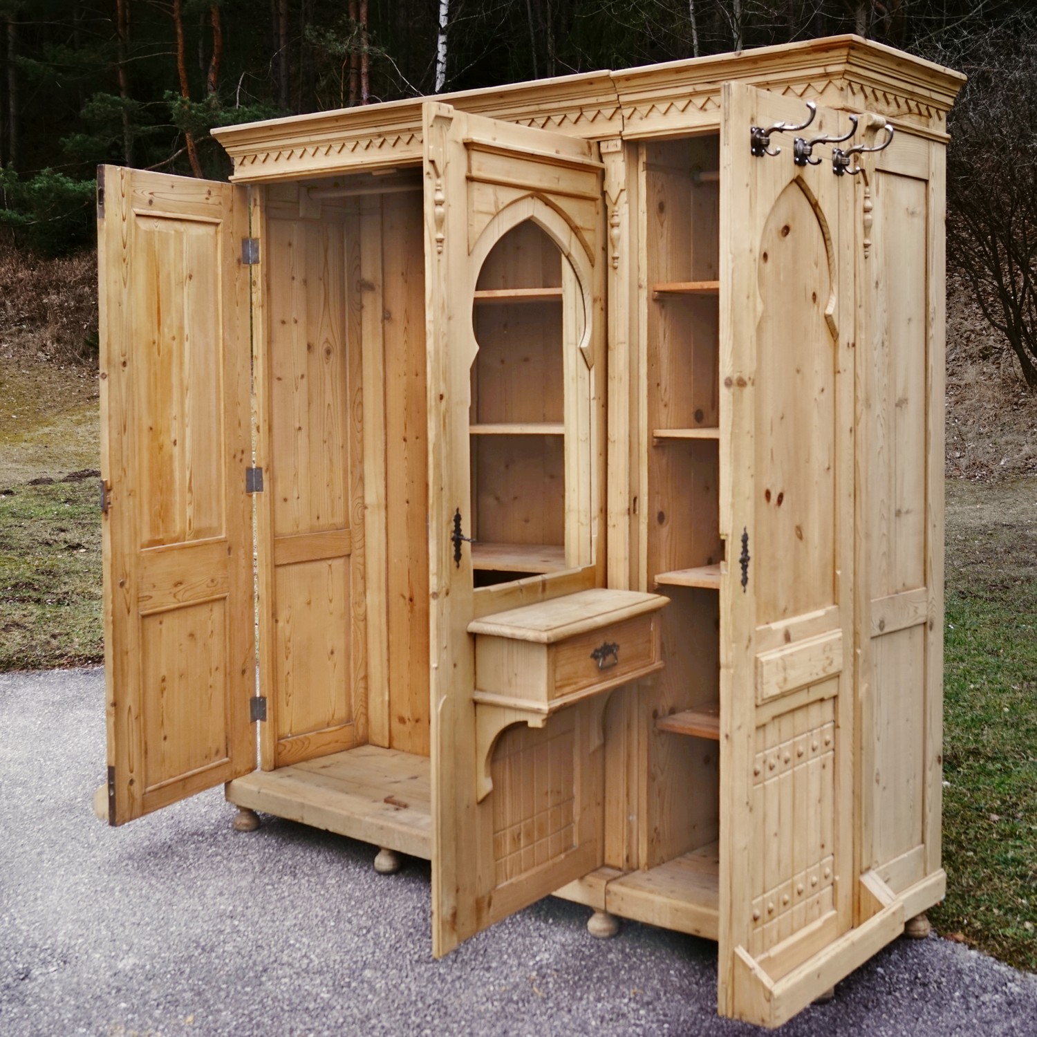 schrank 5148 weichholz garderobe garderobenschrank vorzimmerschrank garderobenkasten kasten antik 3
