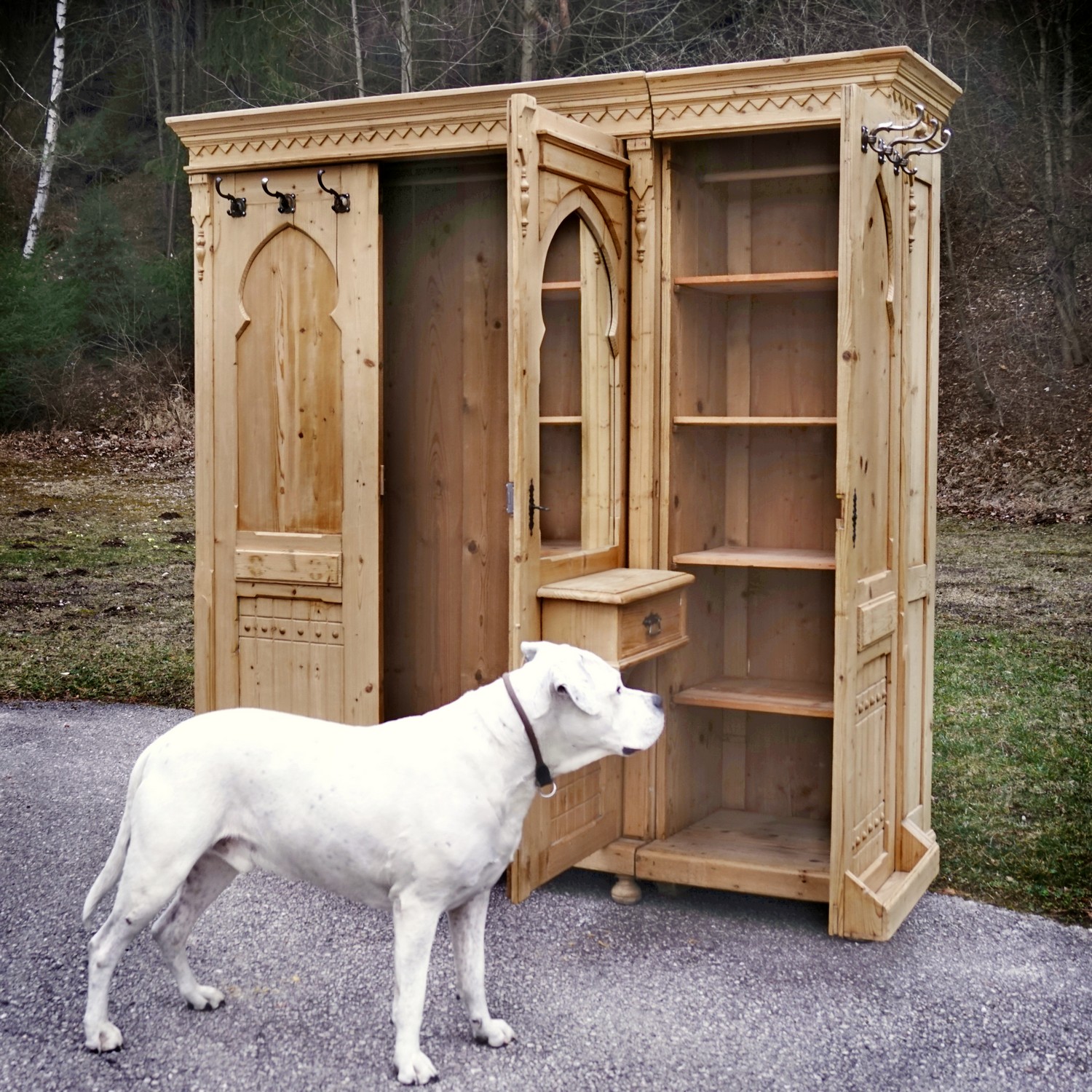 schrank 5148 weichholz garderobe garderobenschrank vorzimmerschrank garderobenkasten kasten antik 4