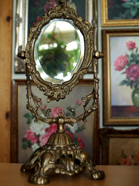 spiegel schminkspiegel tischspiegel romantisch messing 3