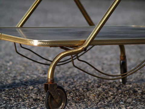 Tisch Midcentury Servierwagen 50er 60er-Jahre Nierentisch messing Beistelltisch golden schwarz