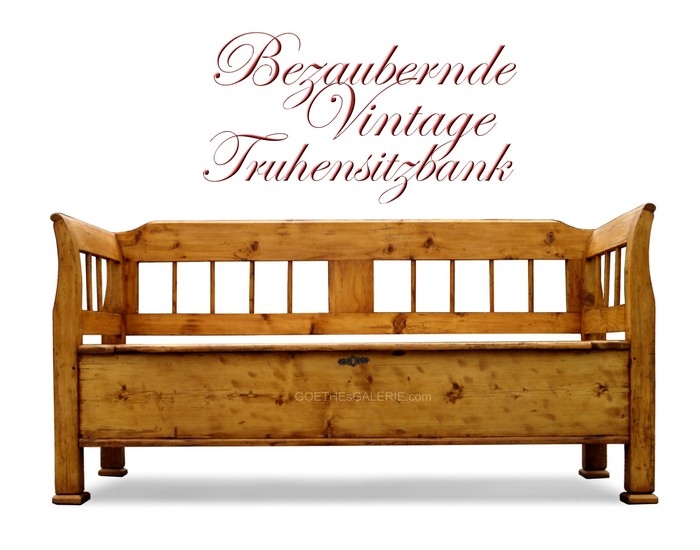 antike Truhenbank restauriert rustikal Massivholz Möbel Onlineshop kaufen