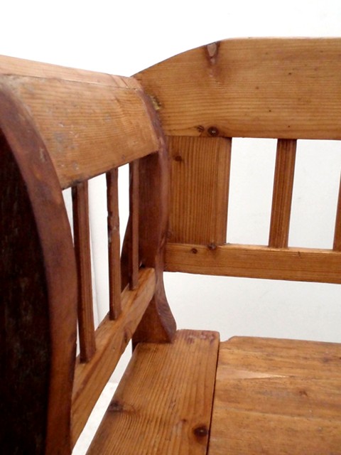 Antike Truhenbank Vintage Weichholz