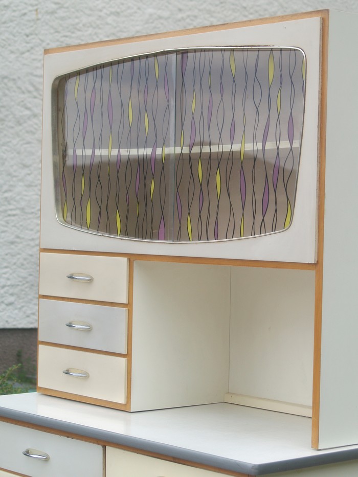 Küchenschrank creme antik Vintage 40er- 50er-jahre Küchenmöbel Midcentury pastell artdeco