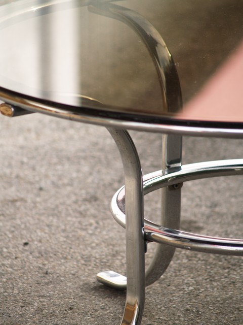 70er Jahre Retro Chrom Couchtisch Stahlrohr Danish Design Vintage