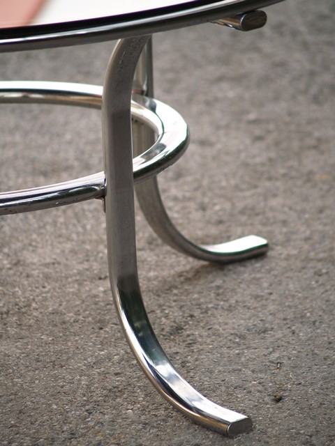 70er Jahre Retro Chrom Couchtisch Stahlrohr Danish Design Vintage