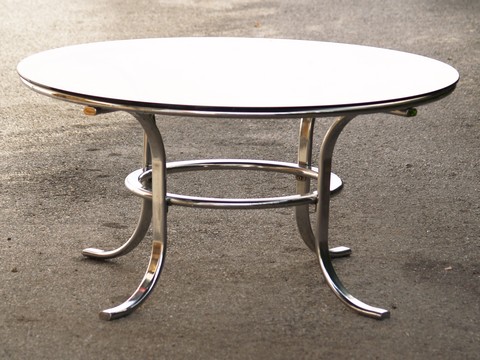 70er Jahre Retro Chrom Couchtisch Stahlrohr Danish Design Vintage