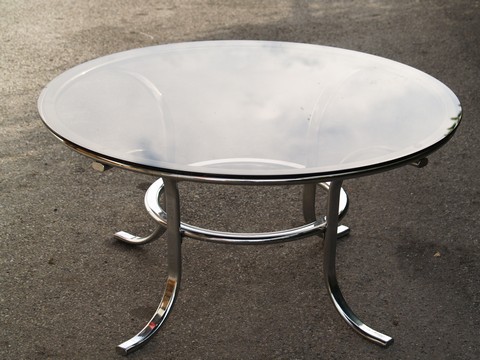 70er Jahre Retro Chrom Couchtisch Stahlrohr Danish Design Vintage