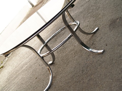 70er Jahre Retro Chrom Couchtisch Stahlrohr Danish Design Vintage