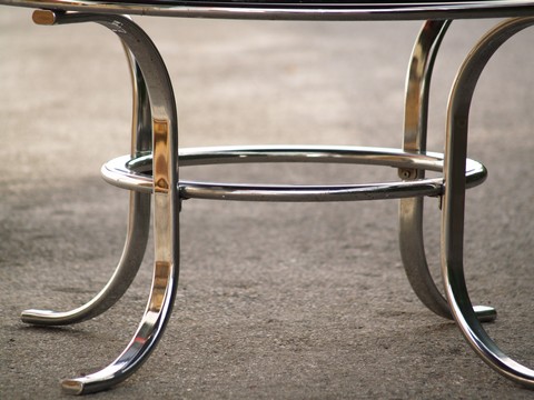 70er Jahre Retro Chrom Couchtisch Stahlrohr Danish Design Vintage