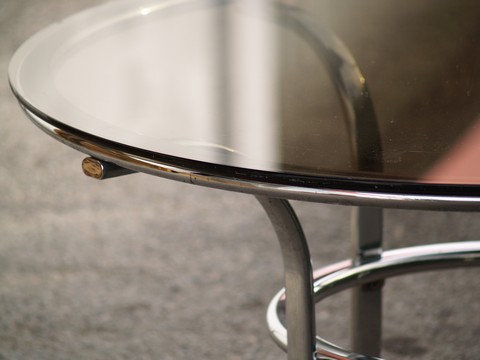 70er Jahre Retro Chrom Couchtisch Stahlrohr Danish Design Vintage