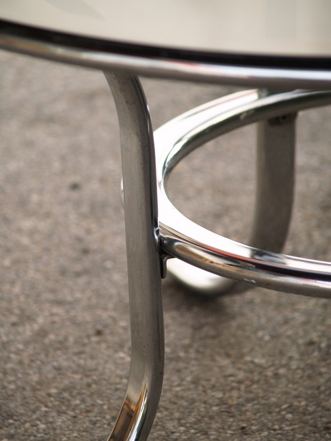 70er Jahre Retro Chrom Couchtisch Stahlrohr Danish Design Vintage