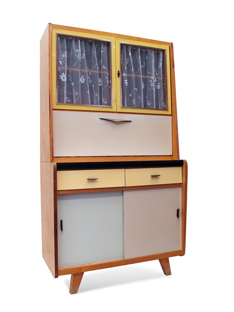 Küchenschrank creme antik Vintage 40er- 50er-jahre Küchenmöbel Midcentury pastell