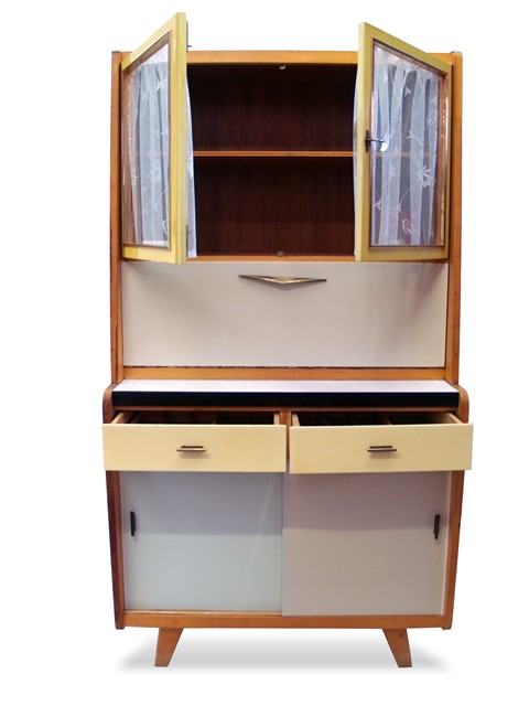 Küchenschrank creme antik Vintage 40er- 50er-jahre Küchenmöbel Midcentury pastell