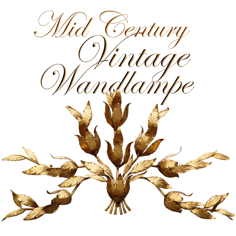 Fotos (c) zeigen: Vintage Wandlampe, Midcentury, großer goldener Baum mit Blätter Vintage Wandlampe gold Blätter Hans Kögl Koegl Wandlampe € 99 Film Requisite Midcenturymodern golden Blätter Baum Palme