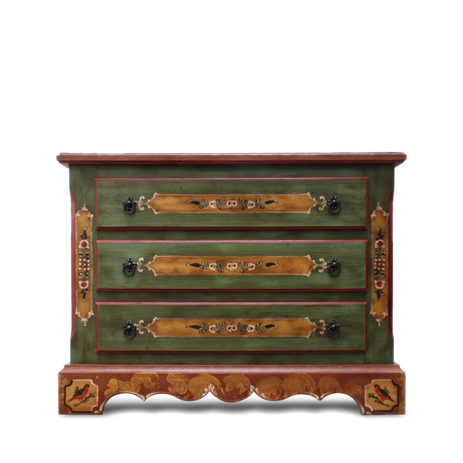 Voglauer Kommode Bauernschrank voglauer 4374 kommode ladenkommode bemalt bauernkommode handbemalt gruen 1