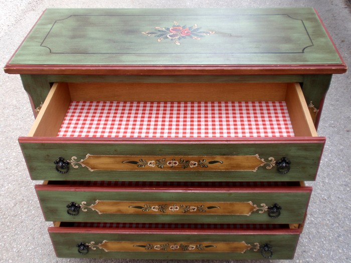 Voglauer Kommode Bauernschrank voglauer 4374 kommode ladenkommode bemalt bauernkommode handbemalt gruen 4