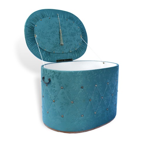 Wäschetruhe sitztruhe Vintage REtro pastell blau grün Hocker Wäschekorb