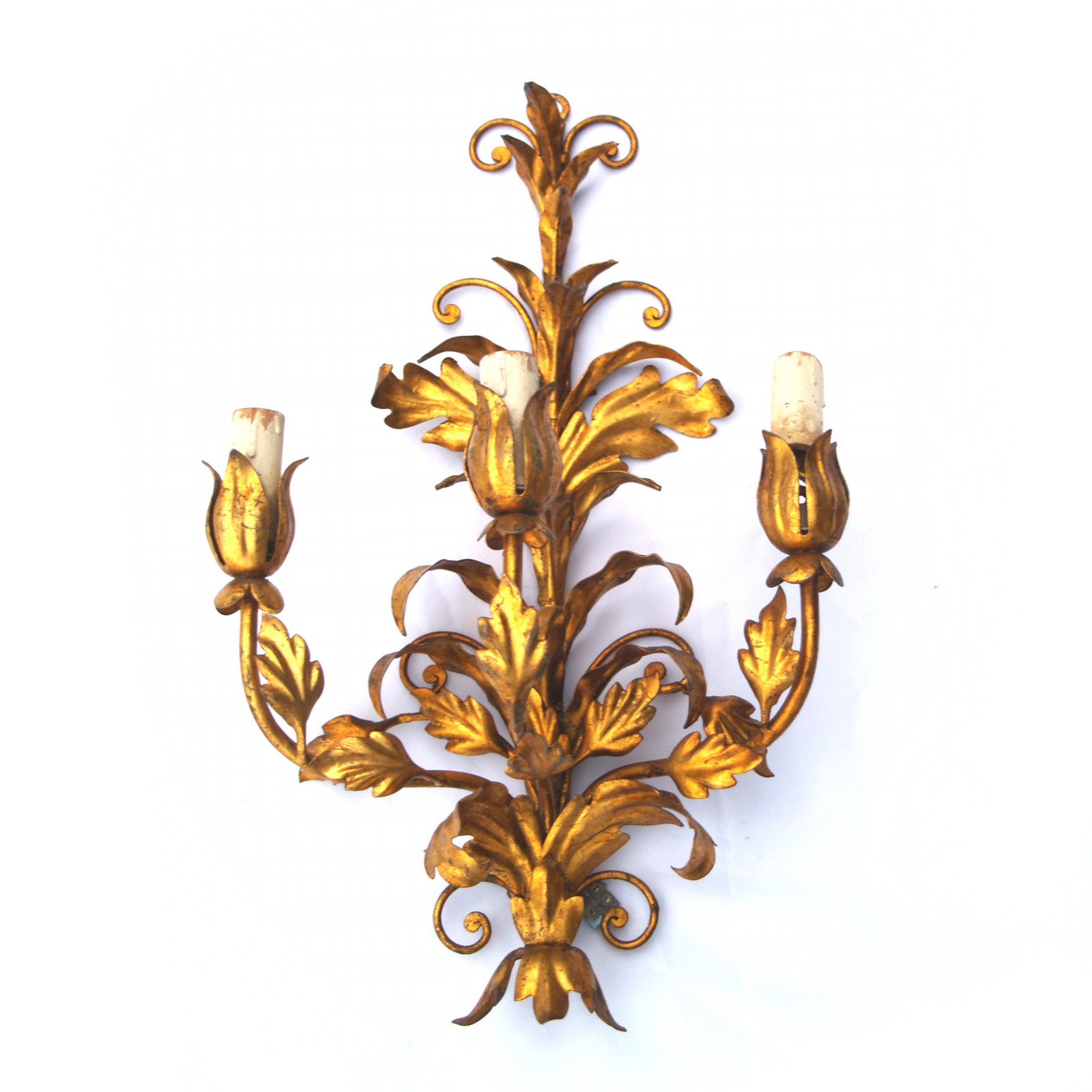 wandlampe messing golden dreiflammig floral 1
