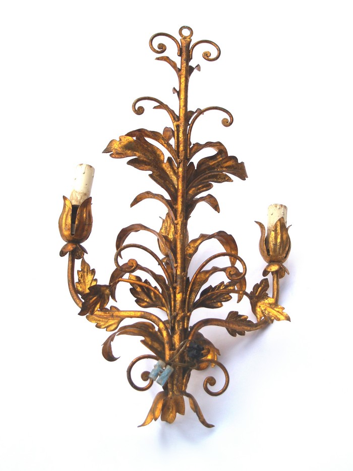wandlampe messing golden dreiflammig floral 2