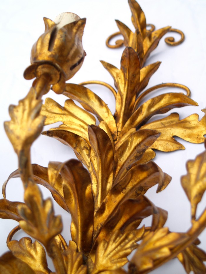 wandlampe messing golden dreiflammig floral 3