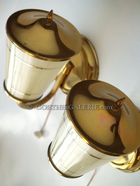 Vintage Wandlampe 50er 60er-Jahre Retro creme Pastell gold Laternen antik