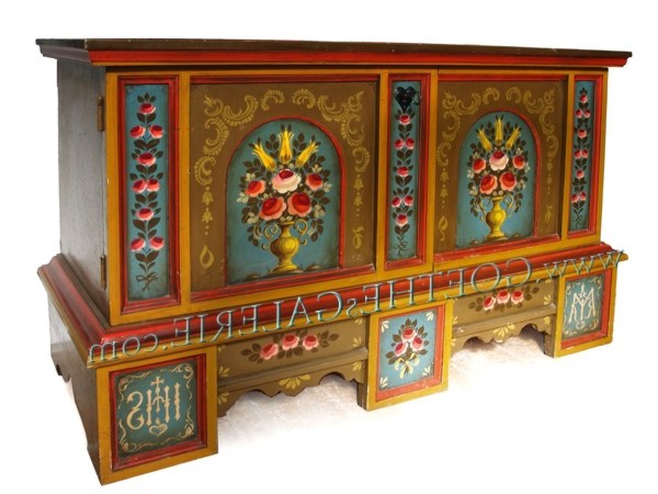 Bauerntruhe bemalt Vintage Holz Rosen