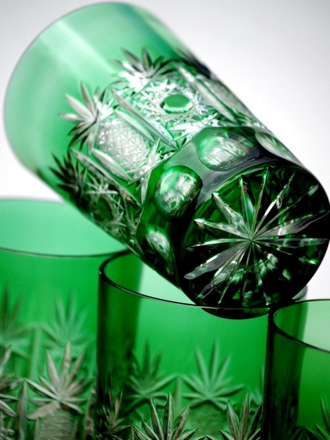 Bleikristall Gläser grün Set Vintage Nemeth Nachtmann Traube Becher Wassergläser