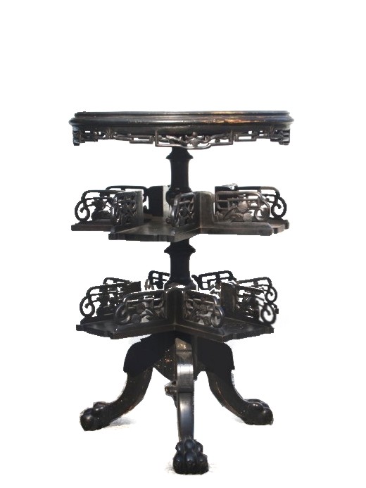 Spieltisch Art Nouveau antik Vollholz restauriert schwarz Jugendstil Möbel antik
