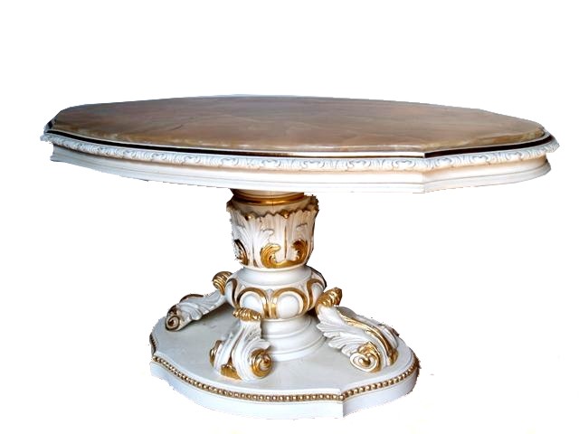 Tisch antik Barock weiß gold Akanthusblätter Marmorplatte Vintage Shabby chic