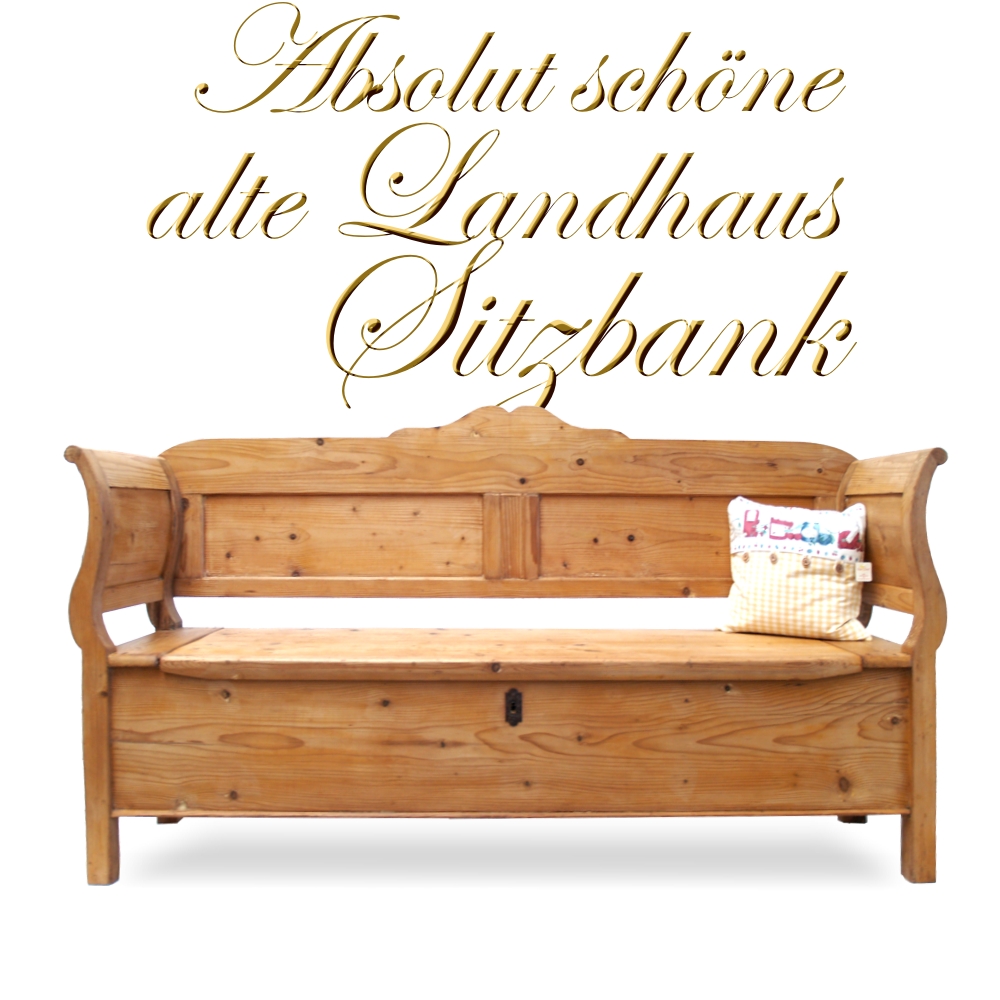 Truhenbank antik restauriert Naturholz Biedermeier