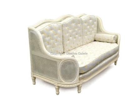 antikes Sofa Viktorianisch creme restauriert antik Geflecht