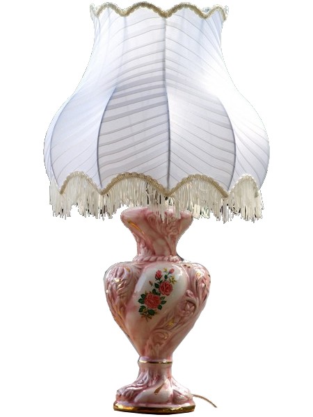Tischlampe Porzellan Vintage Lampenschirm weiß rosa