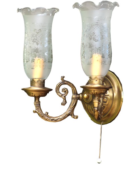 Wandlampe Messing Glas Biedermeier Vintage