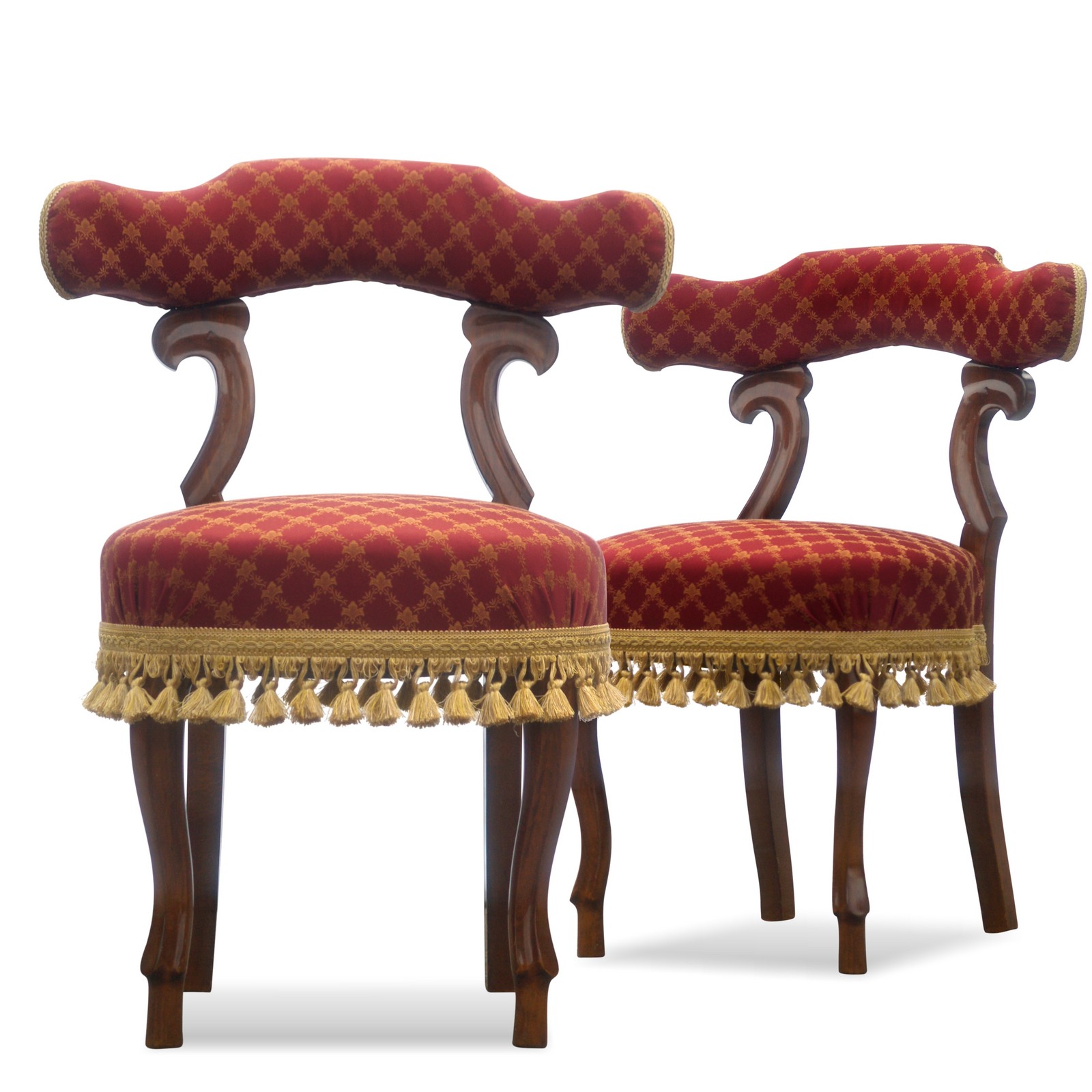 antike Stühle Barock Posamentborte gold rot Sessel