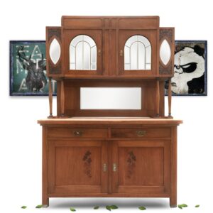 antike Jugendstil Kredenz Kirschen Schrank