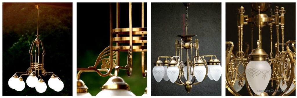 antike Lampen, antiker Kronleuchter Bleikristall, Jugendstil, Artdeco, Messing Bronze Original od reparieren