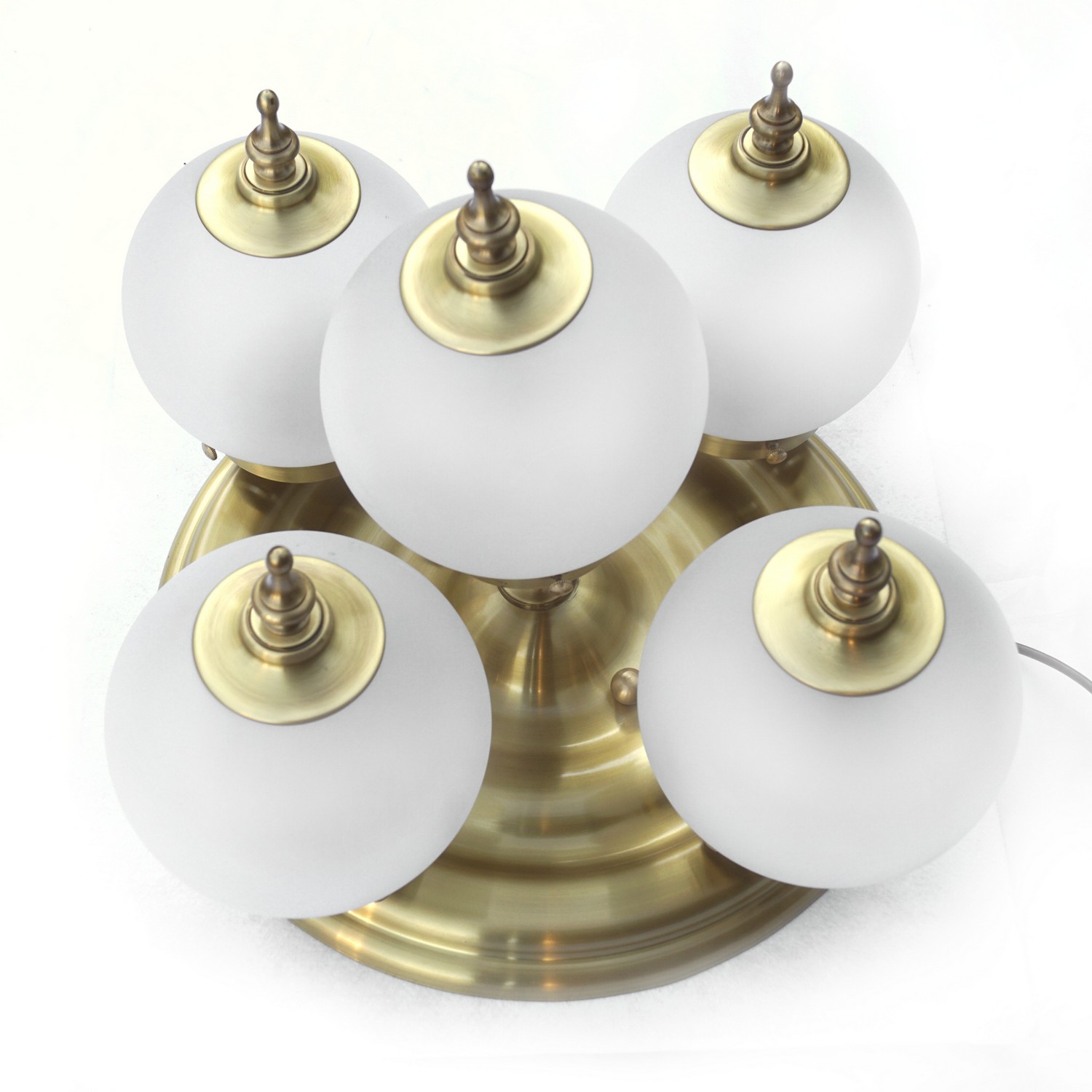 Tischlampe Deckenlampe Antikstil Orion Wien Cafehausstil gold Glaskugeln