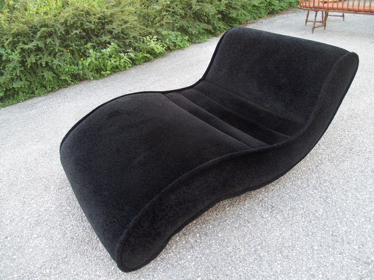 Bretz Sofa Laola Liege schwarz 10 Hookipa Bretz Sofa Laola Kräuselvelours schwarz neuwertig gebraucht secondhand Loungeliege Bett