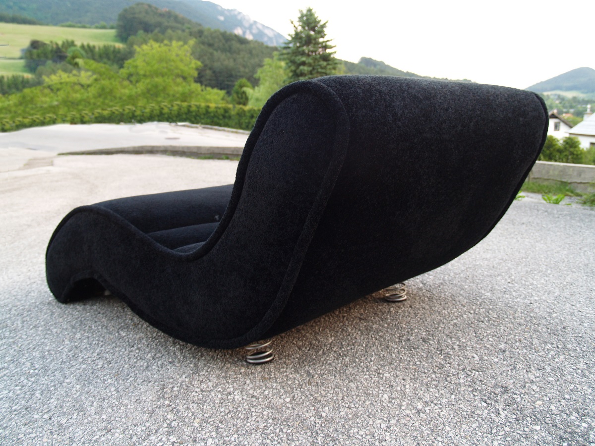 Bretz Sofa Laola Liege schwarz 7 Hookipa Bretz Sofa Laola Kräuselvelours schwarz neuwertig gebraucht secondhand Loungeliege Bett