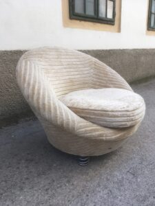 Bretz Pool Stuhl Streifenvelours gebraucht Designklassiker