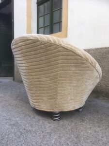 Brezt Sofastuhl neuwertig creme Ufo Pool Stuhl Streifenvelours Designklassiker