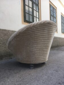 Brezt Sofastuhl neuwertig creme Ufo Pool Stuhl Streifenvelours Designklassiker