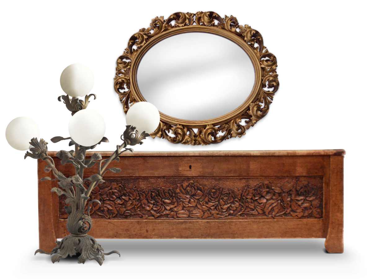 Read more about the article Antike Jugendstil Truhe, signiert, datiert, geschnitzt mit Rosenlaub