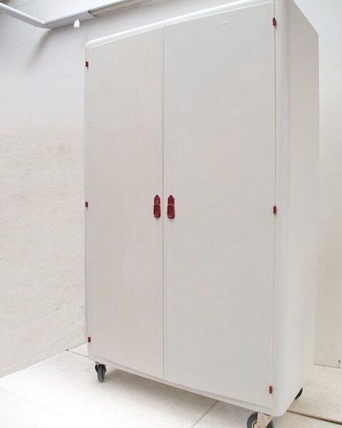 Massivholzkleiderschrank vintage upcycling rot design