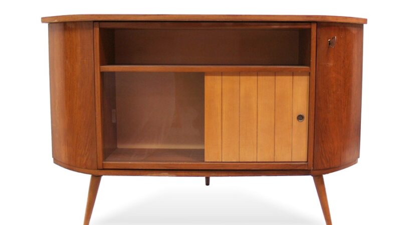 Kommode mit versteckter Bar Midcentury 60er-Jahre Geheimbar Drehkommode